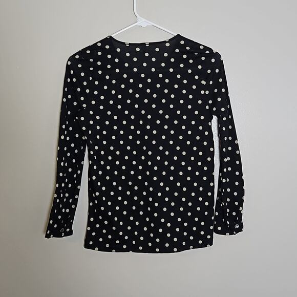 J Crew Tan & Black Polka Dot Ruffle Top Sz XS - Picture 6 of 10